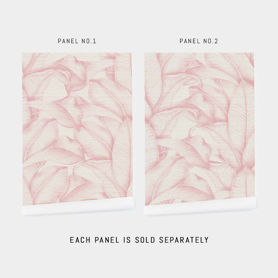 Pink Banana Leaf Grasscloth Wallpaper