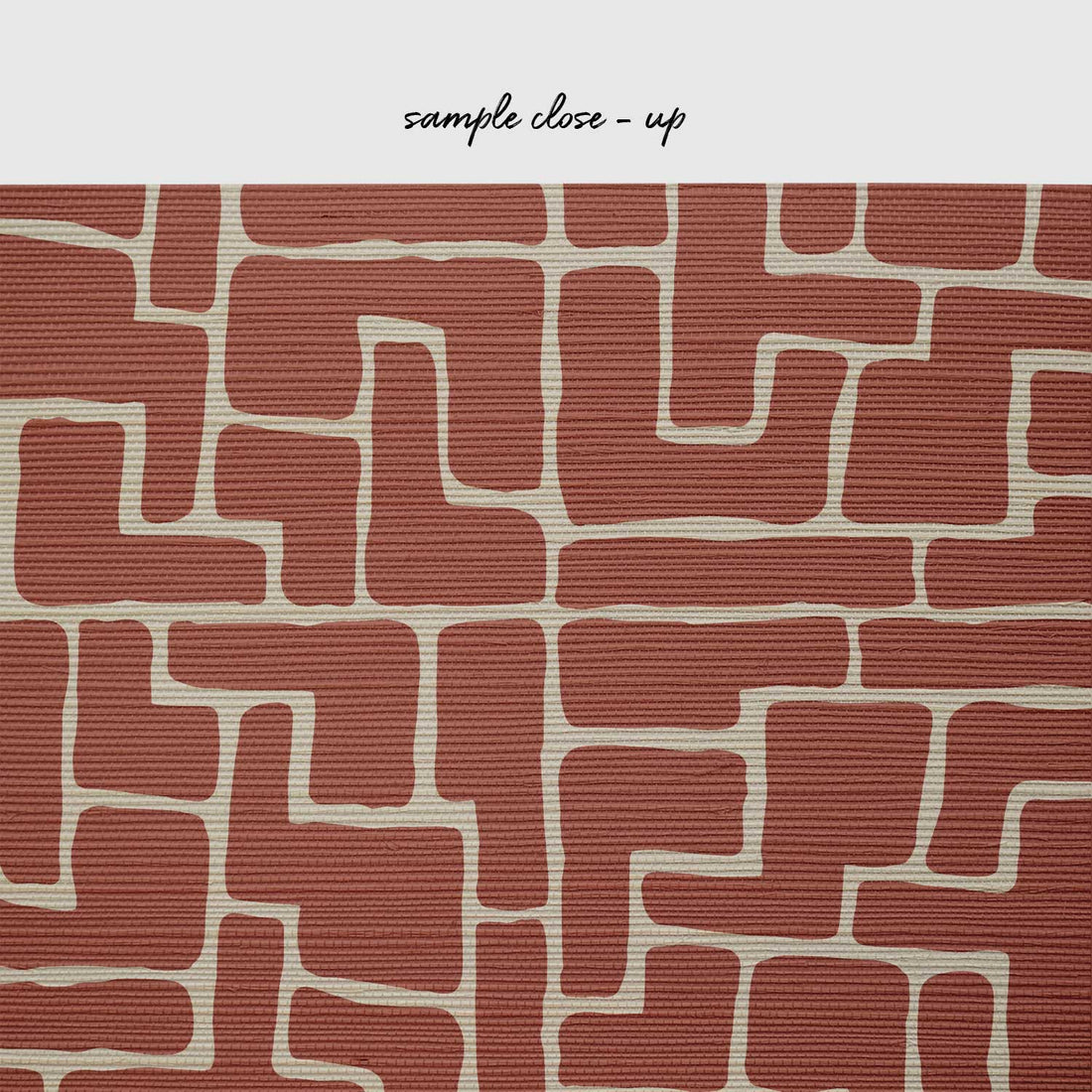 Terracotta Abstract Brick Design Grasscloth Wallpaper