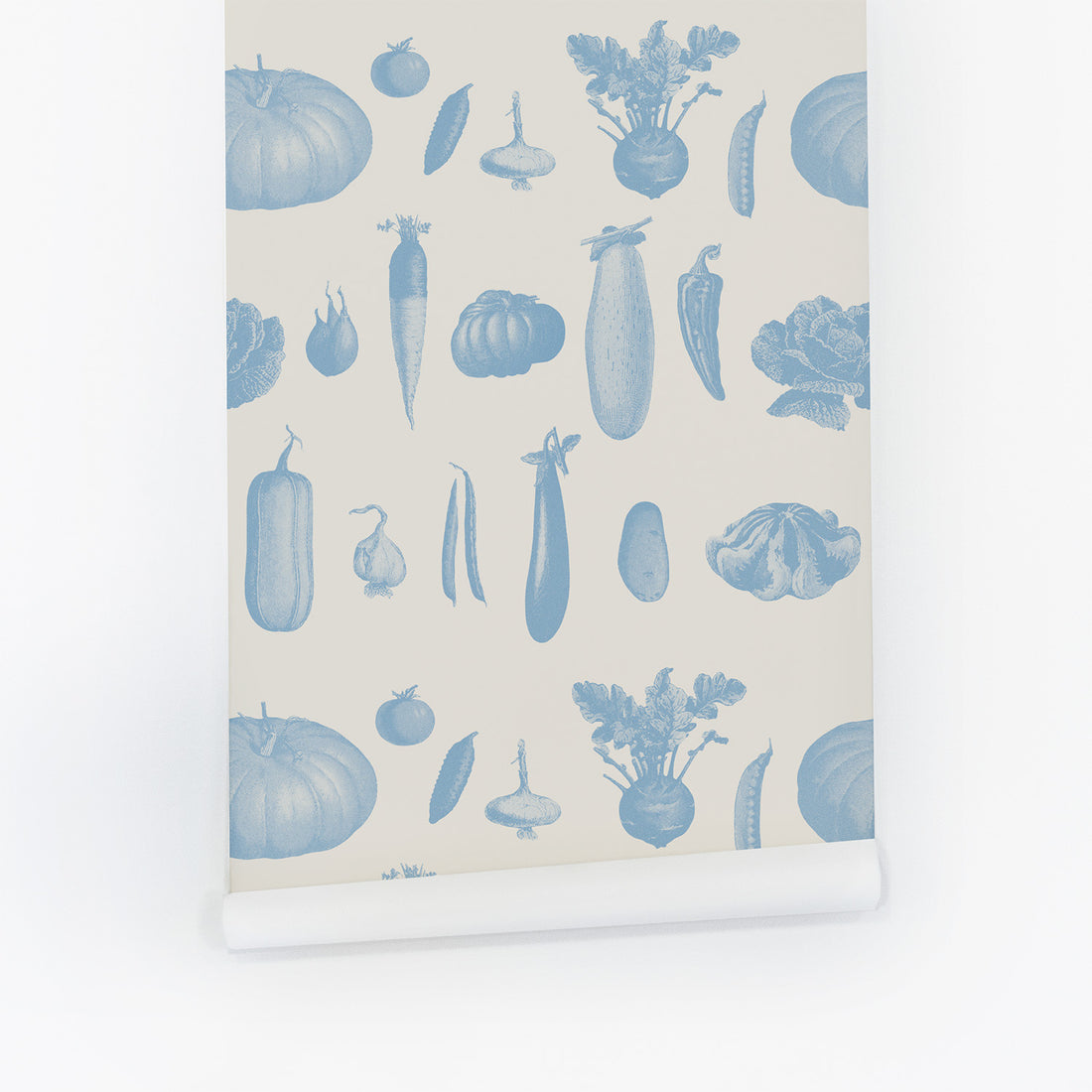 Vintage Farmhouse Vegetable Wallpaper in Blue