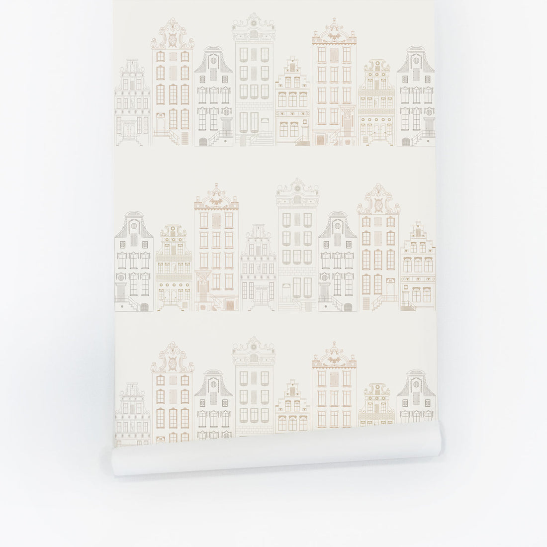 Neutral Color Vintage Houses Removable Wallpaper