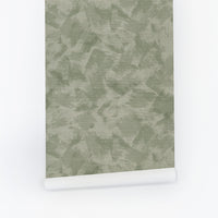 Green Limewash Grasscloth Wallpaper