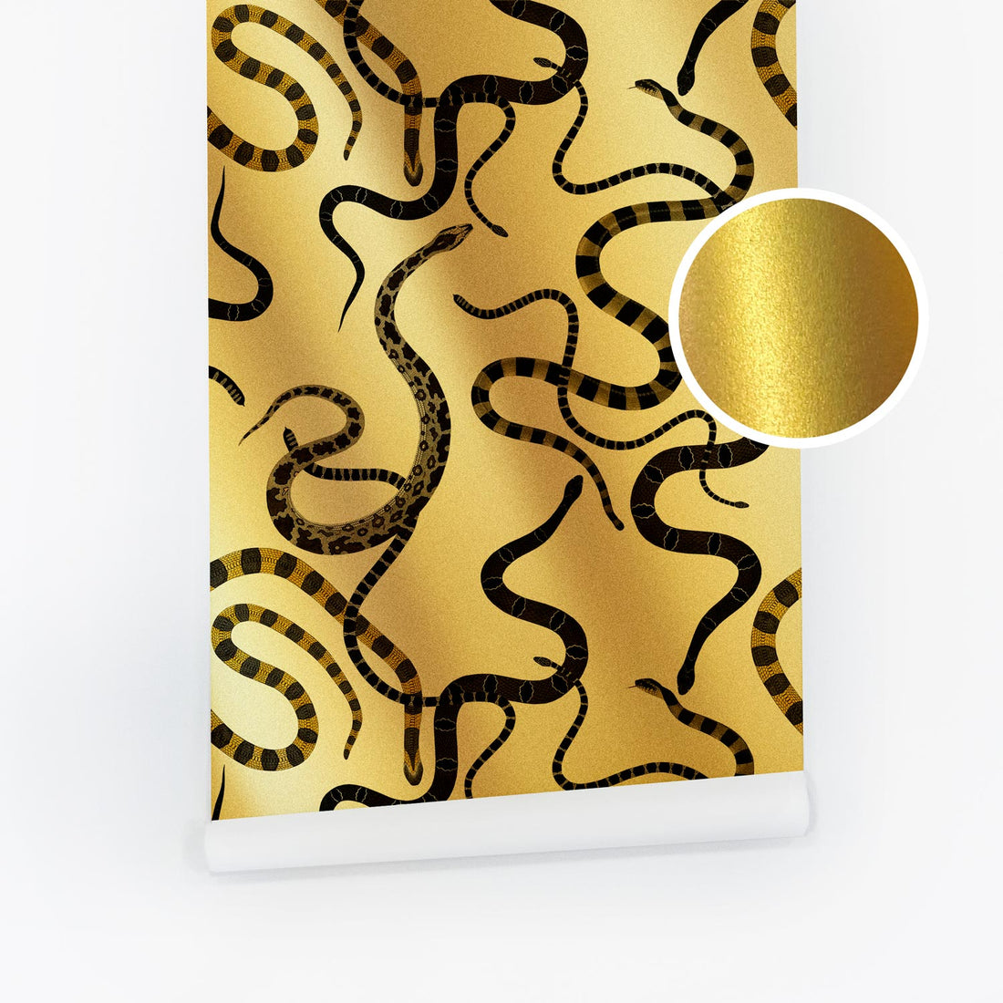 Gold Snake Metallic Wallpaper