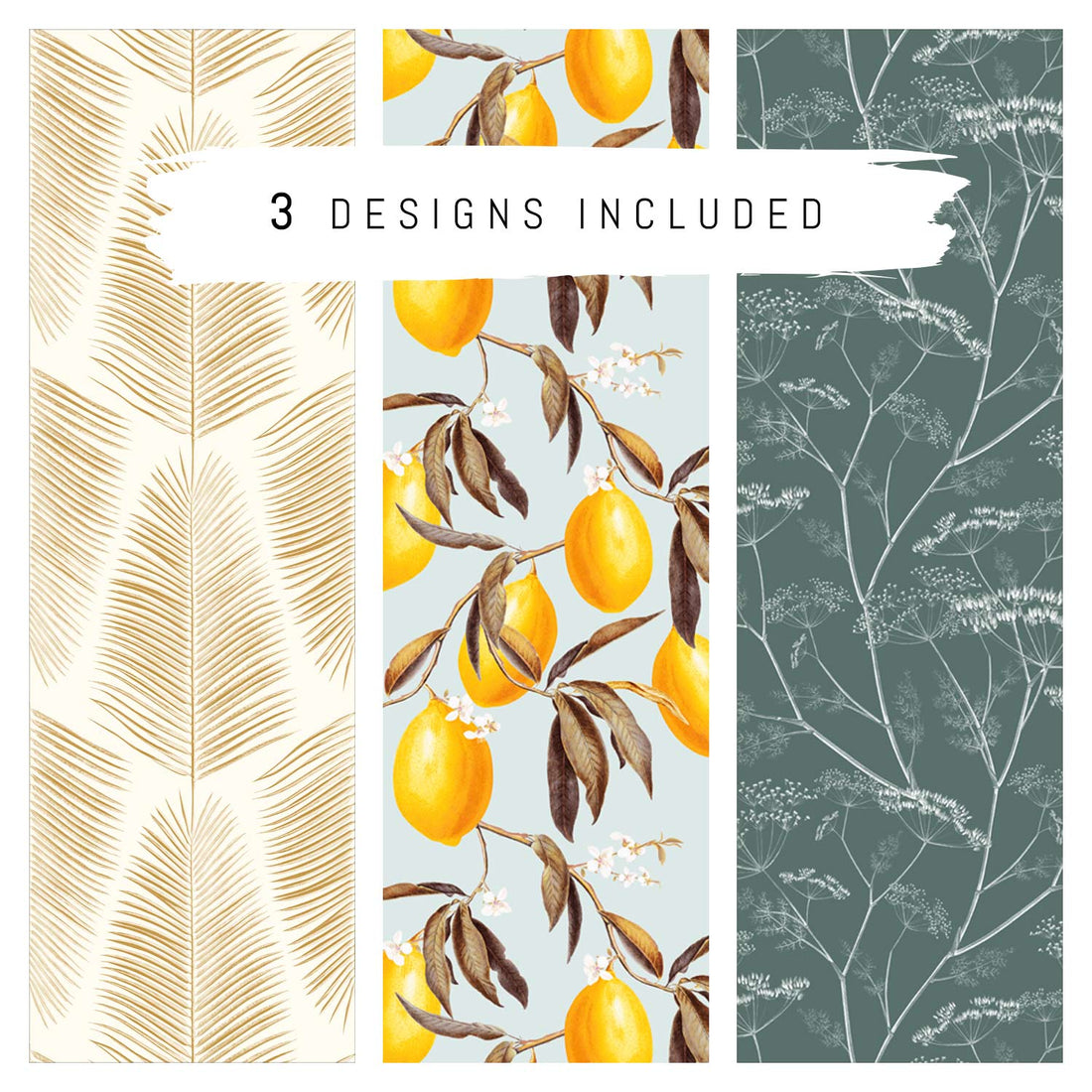 Wallpaper Sample Bundle - 3 Botanical Wallpaper Design Samples ...