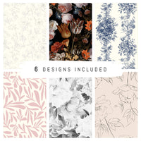 Wallpaper Sample Bundle - 6 Floral Wallpaper Design Samples