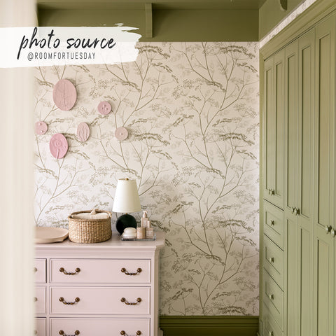Green Botanical Wildflower Wallpaper