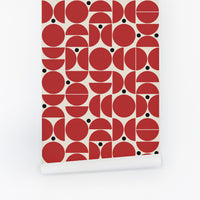 Red Retro Geometric Wallpaper