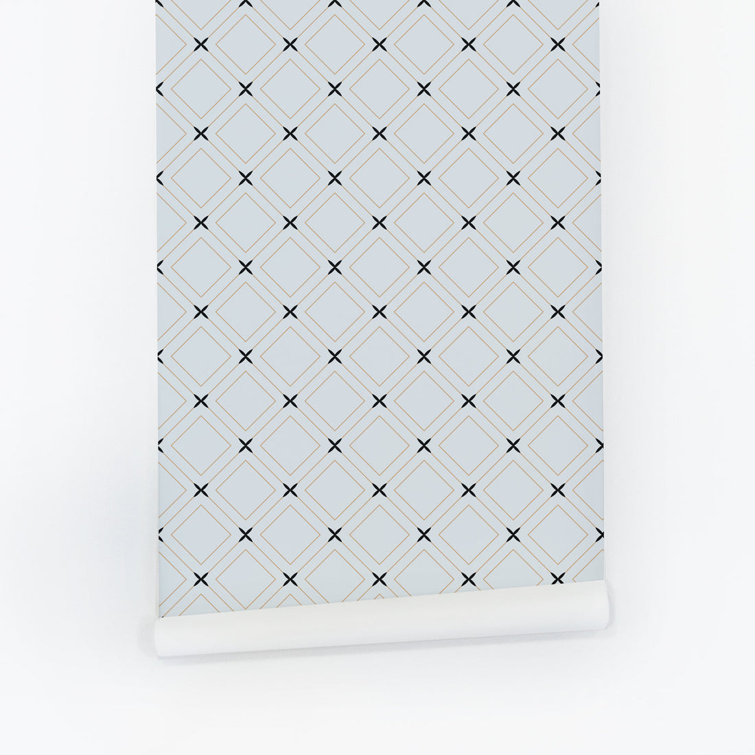 Blue Geometric Tile Pattern Wallpaper