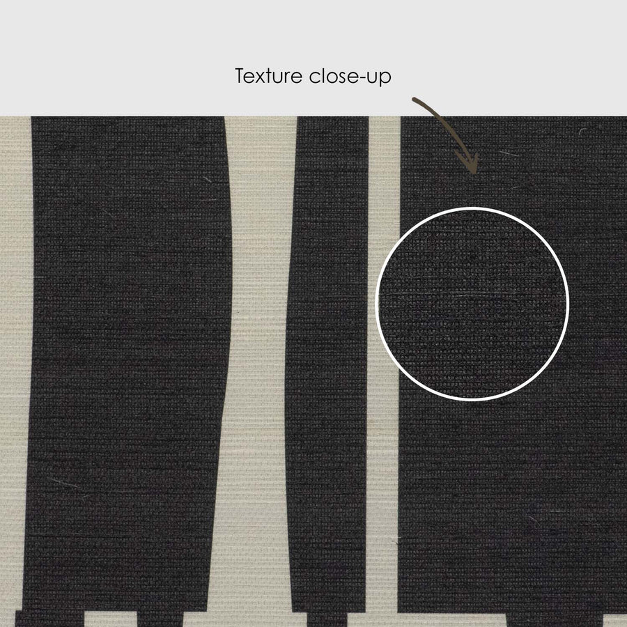 Black Abstract Geometric Tiles Print Grasscloth Wallpaper