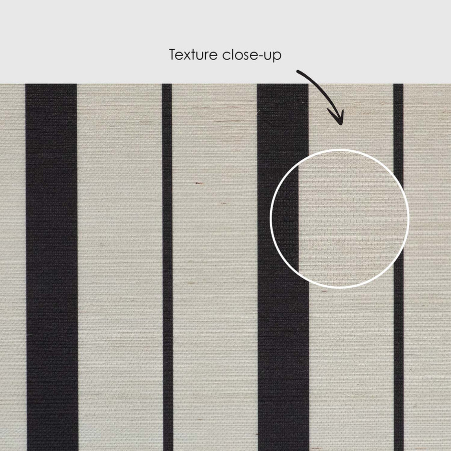 Black Retro Lines Grasscloth Wallpaper
