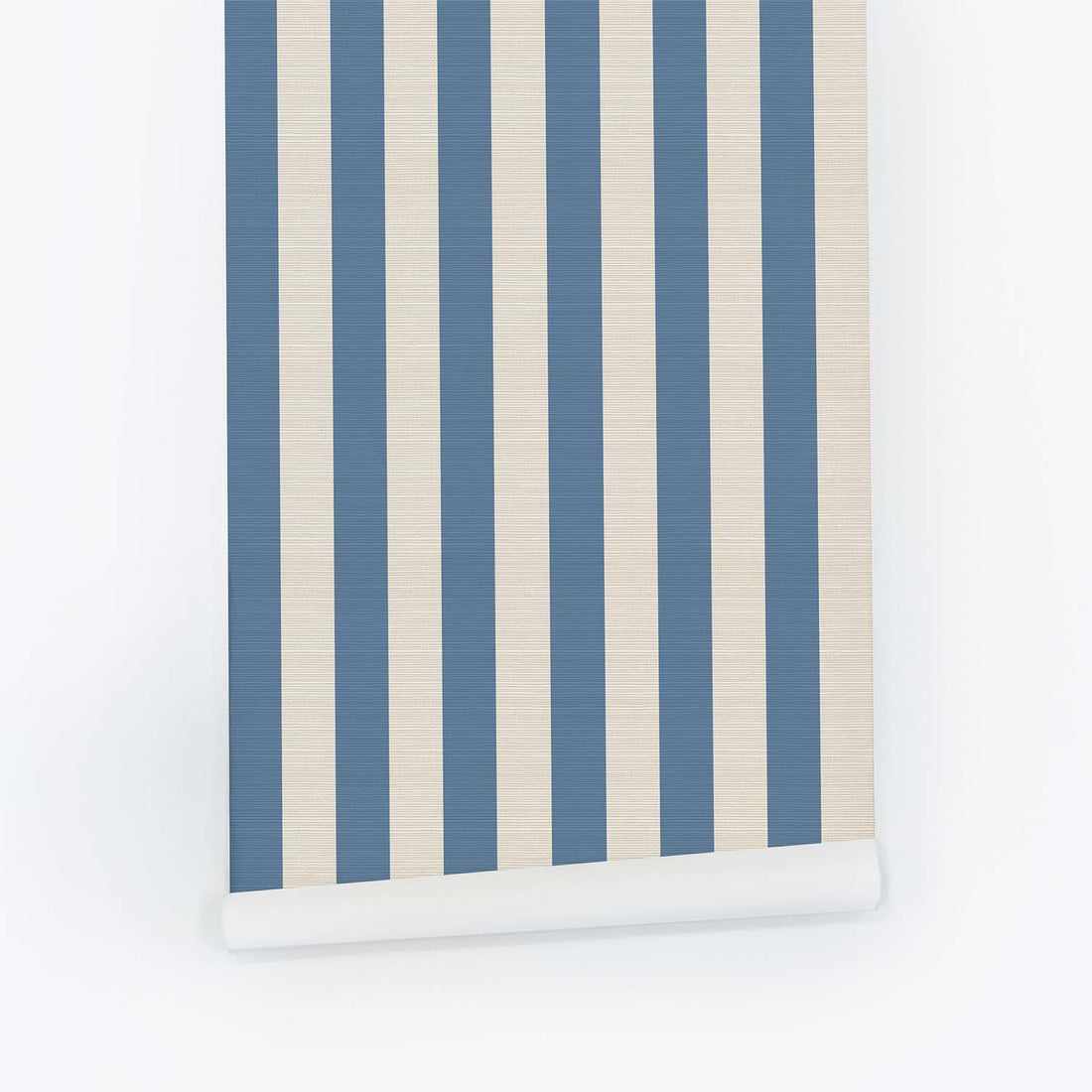 Blue Classic Stripes Grasscloth Wallpaper