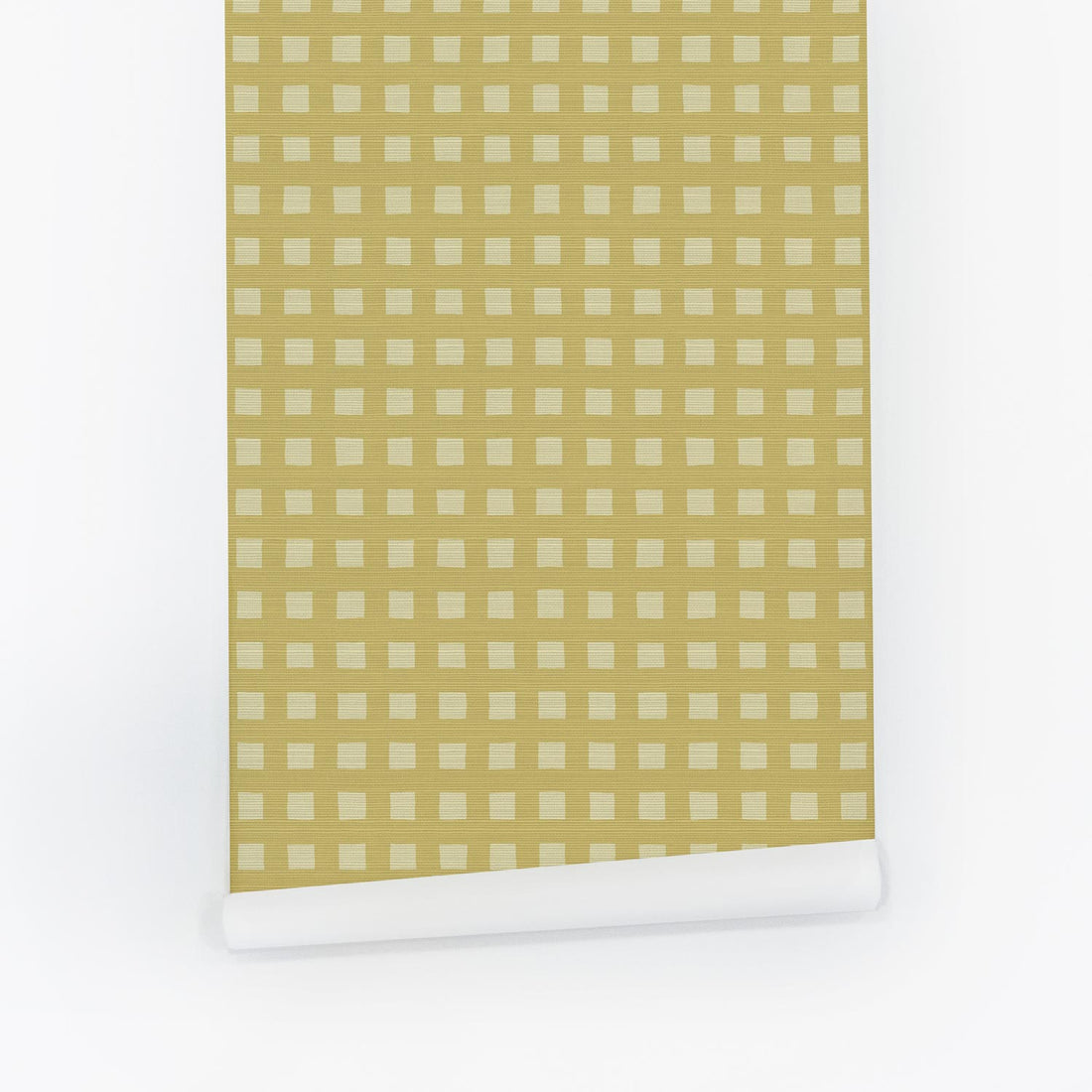 Butter Yellow Modern Plaid Grasscloth Wallpaper