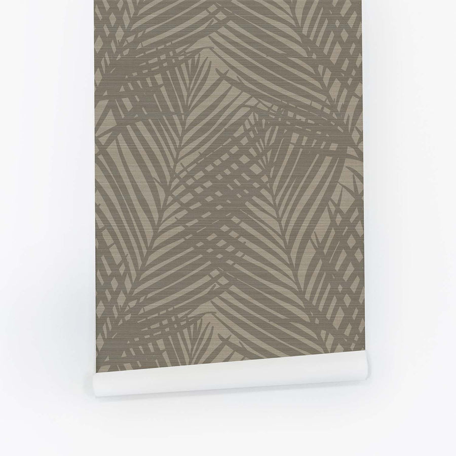 Elegant Neutral Palms Grasscloth Wallpaper