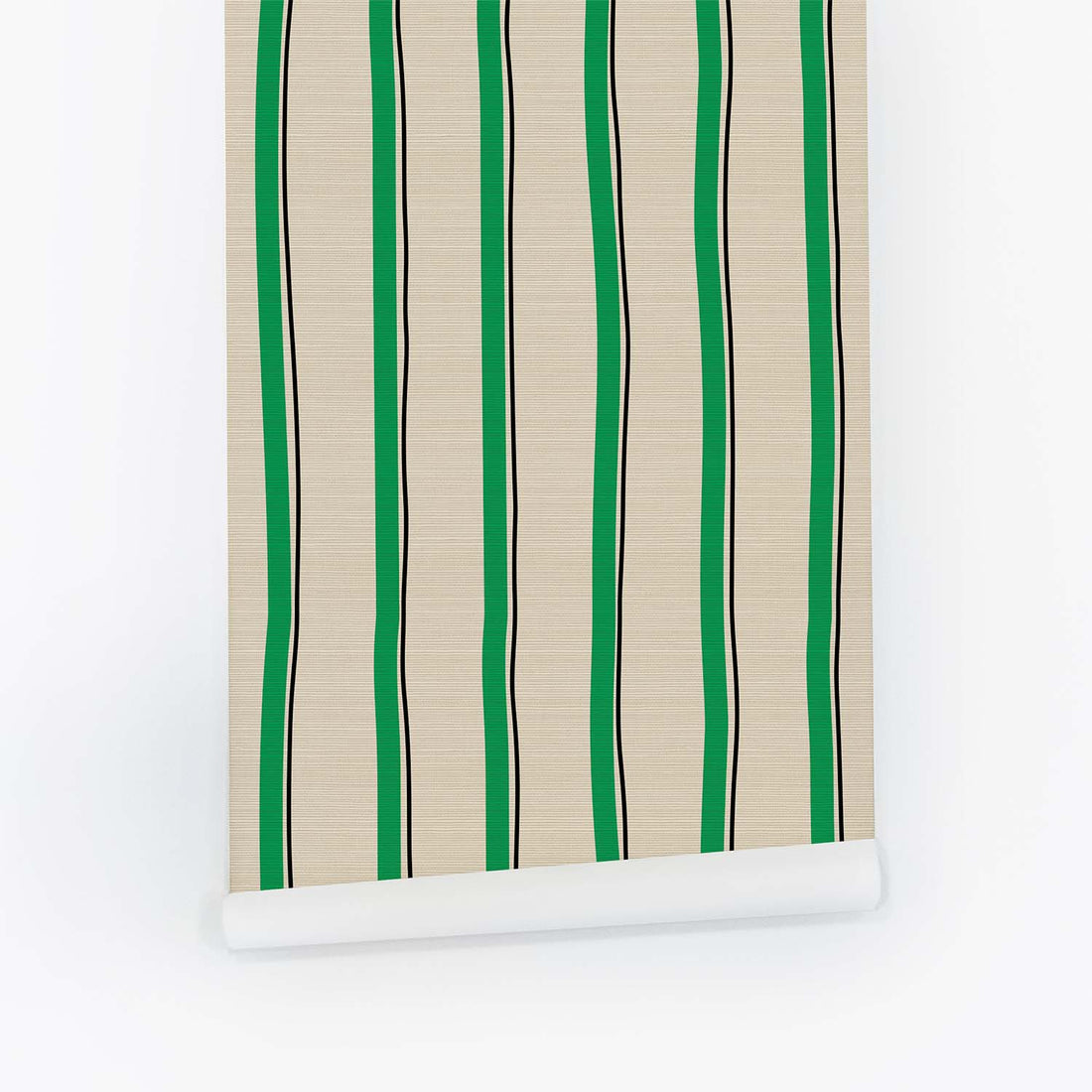 Green Stripes Grasscloth Wallpaper