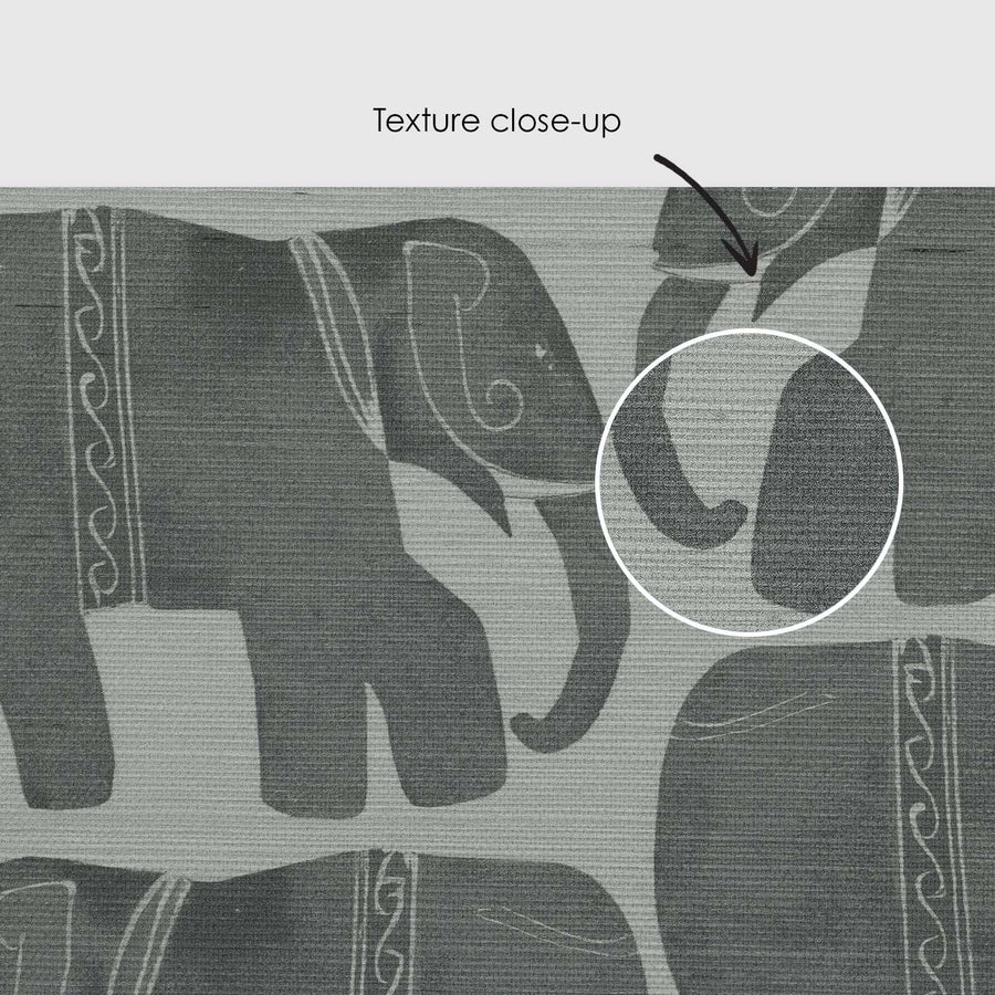 Grey Abstract Elephants Grasscloth Wallpaper