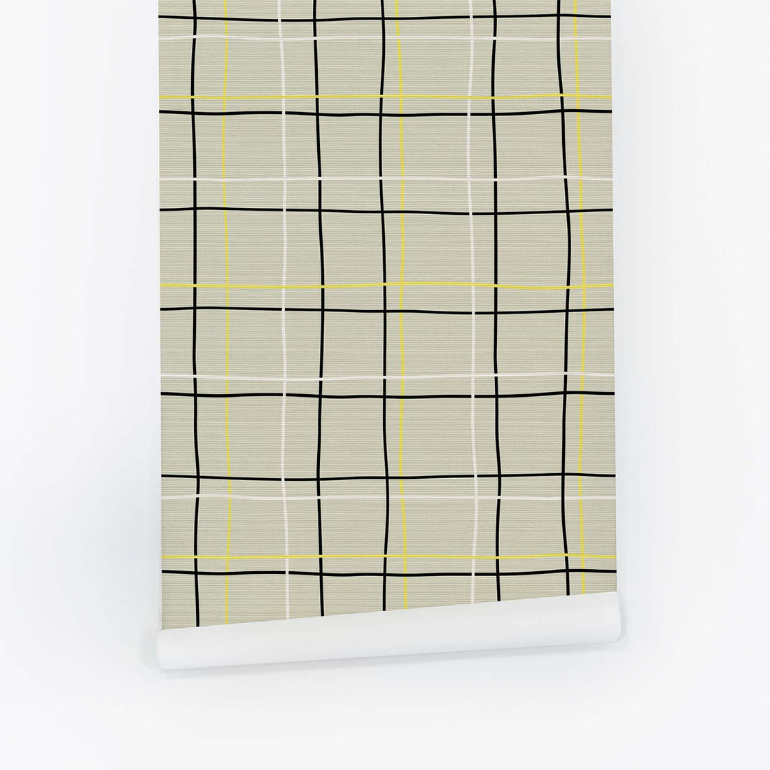 Hand-drawn Plaid Grasscloth Wallpaper