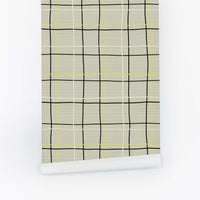Hand-drawn Plaid Grasscloth Wallpaper