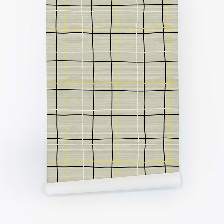 Hand-drawn Plaid Grasscloth Wallpaper