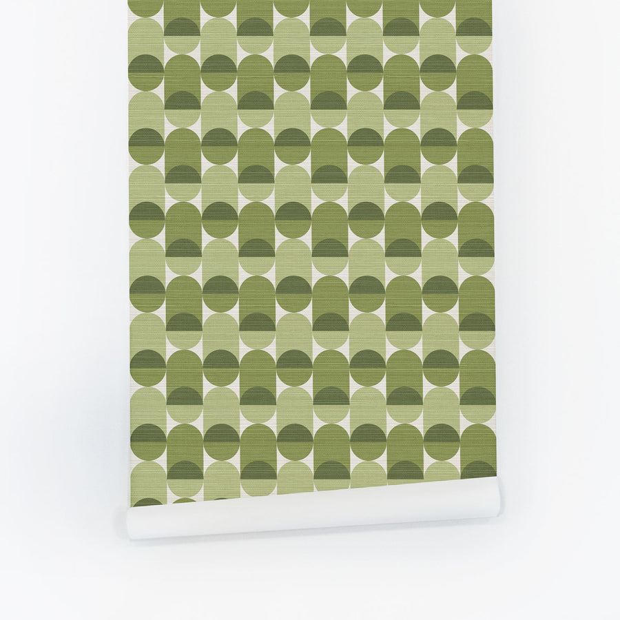 Mini Retro Grasscloth Wallpaper In Pickle Green