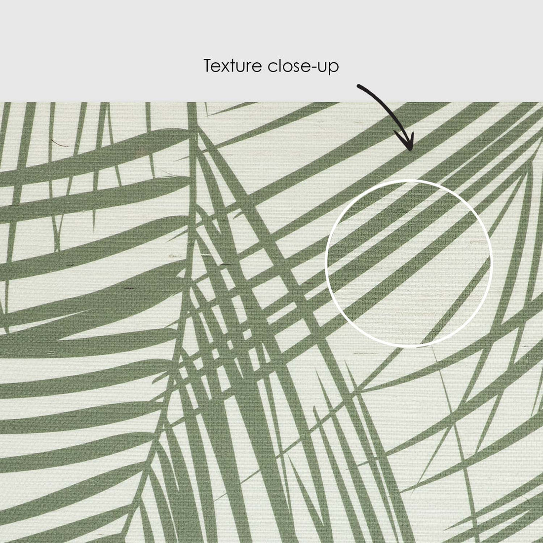 Olive Green Tropical Palm Leaves Grasscloth Wallpaper