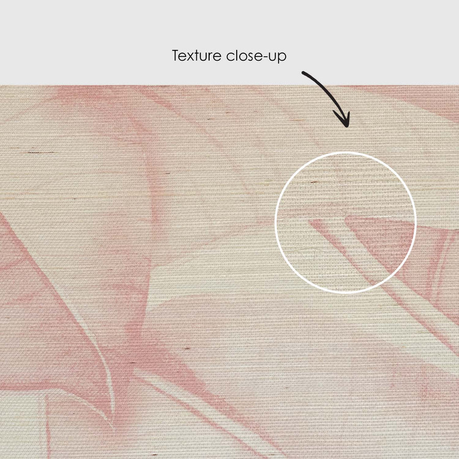 Pink Banana Leaf Grasscloth Wallpaper