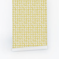 Sunny Retro Chic Print Grasscloth Wallpaper