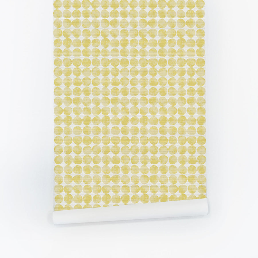 Sunny Retro Chic Print Grasscloth Wallpaper
