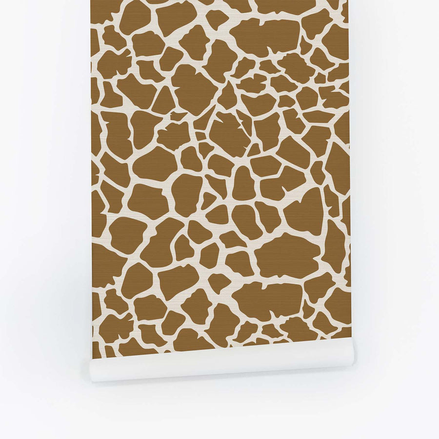 Giraffe Design Grasscloth Wallpaper
