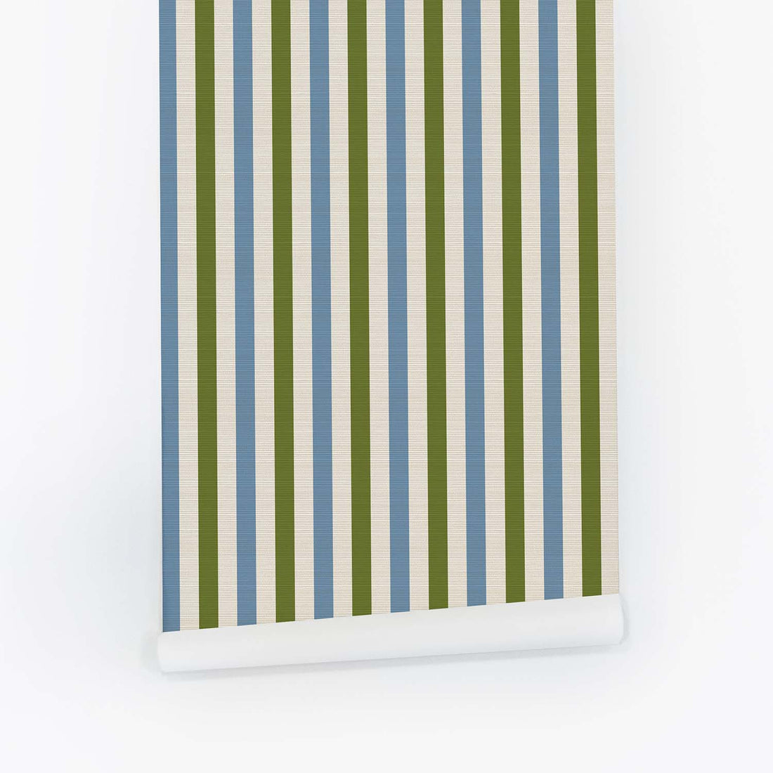 Green And Blue Stripes Grasscloth Wallpaper