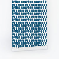 Blue Tiny Brush Removable Wallpaper In Petrol