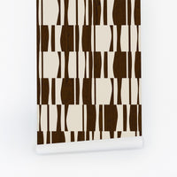 Abstract Geometric Wooden Tiles Print Wallpaper