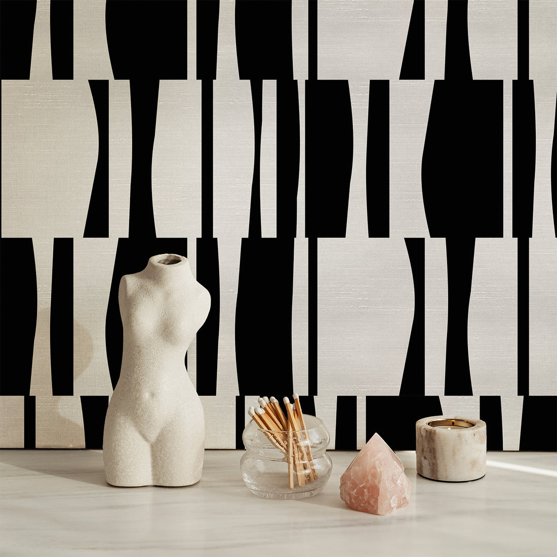 Abstract Geometric Tiles Silk Wallpaper