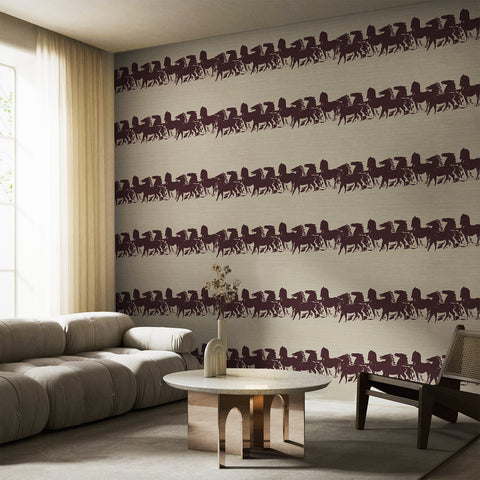 Abstract Horses Grasscloth Wallpaper