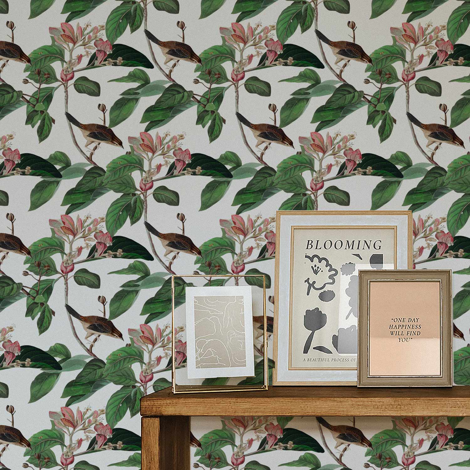 Birds In Garden Of Eden design removable wallpaper Livettes