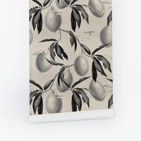 Black Lemon Design Silk Wallpaper