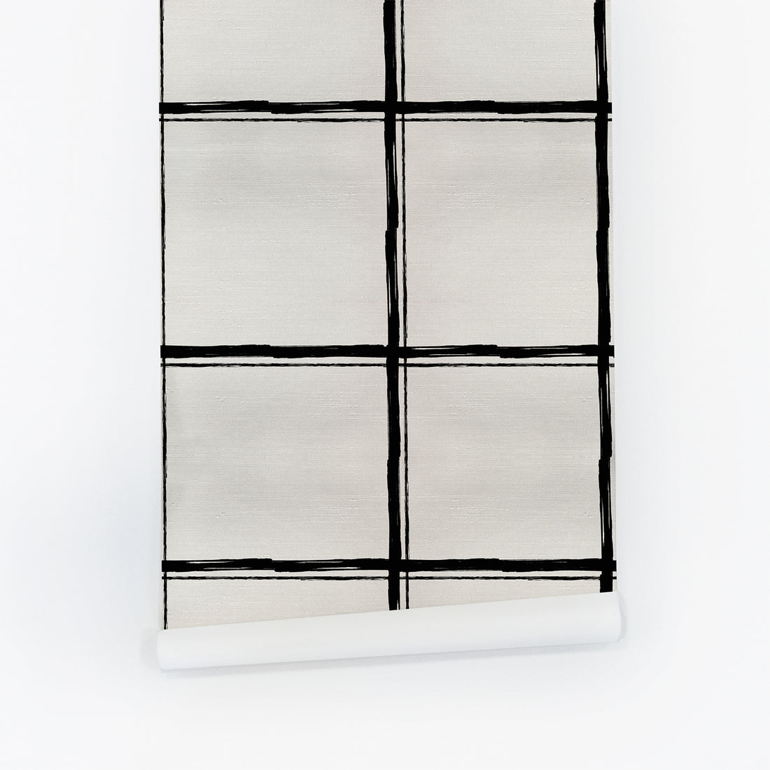 Black & White Oversized Plaid Silk Wallpaper