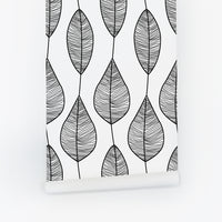 Black And White Stripy Leaves Wallpaper