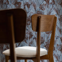 Blue Abstract Floral Silk Wallpaper