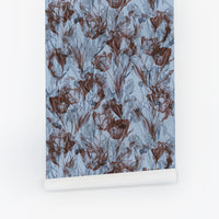 Blue Abstract Floral Silk Wallpaper