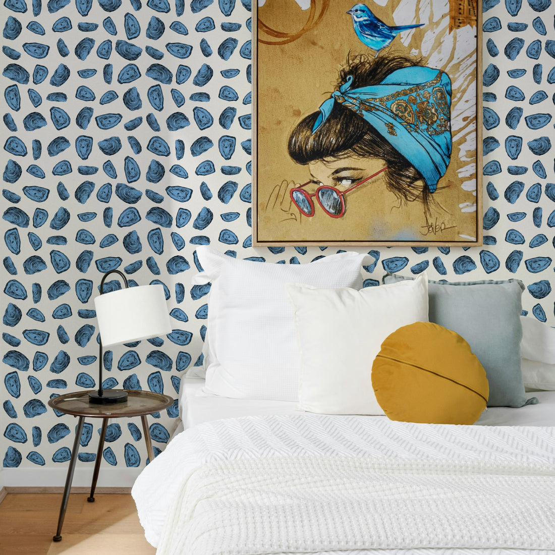 Blue Oysters Silk Wallpaper