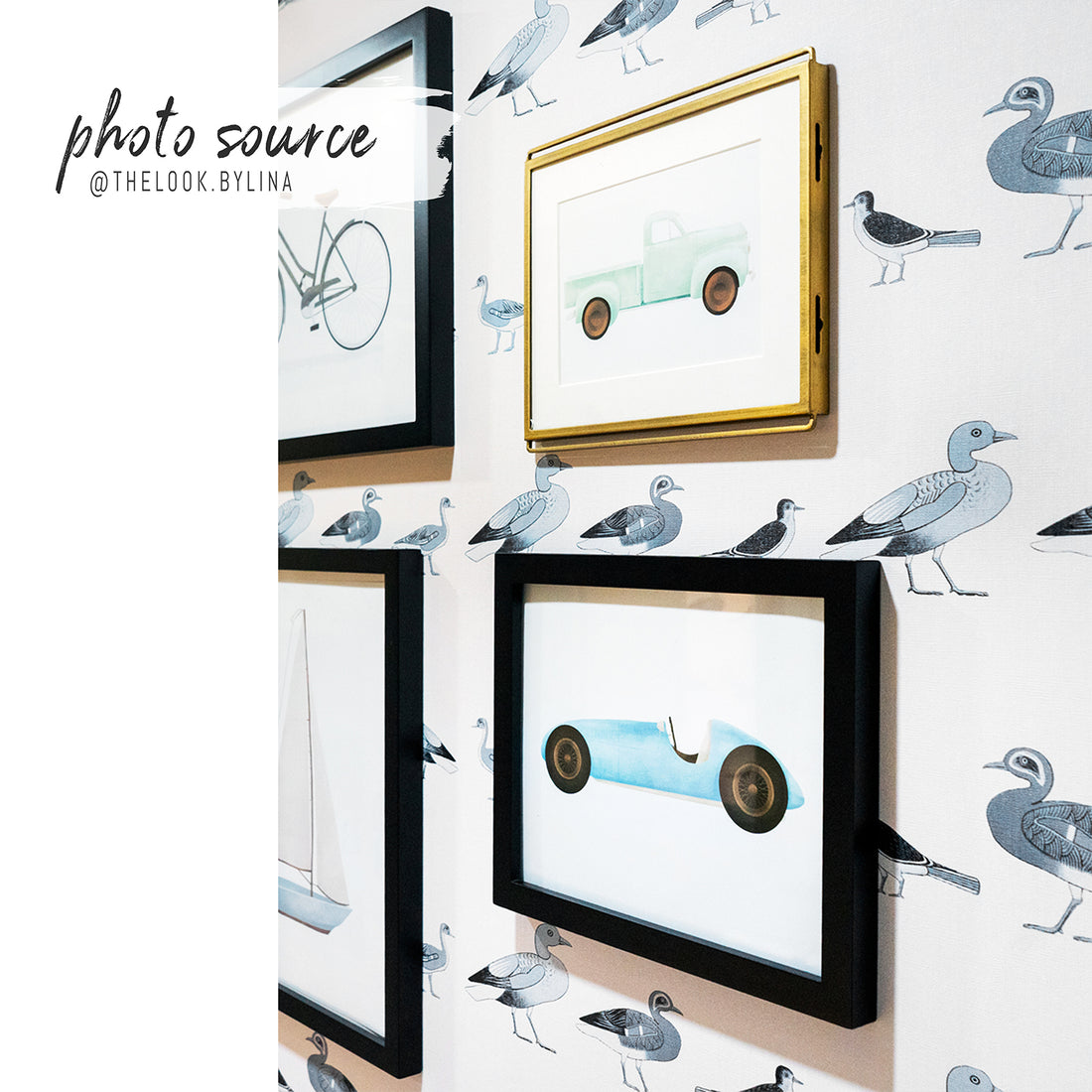 Blue Vintage Duck Design Kids Wallpaper