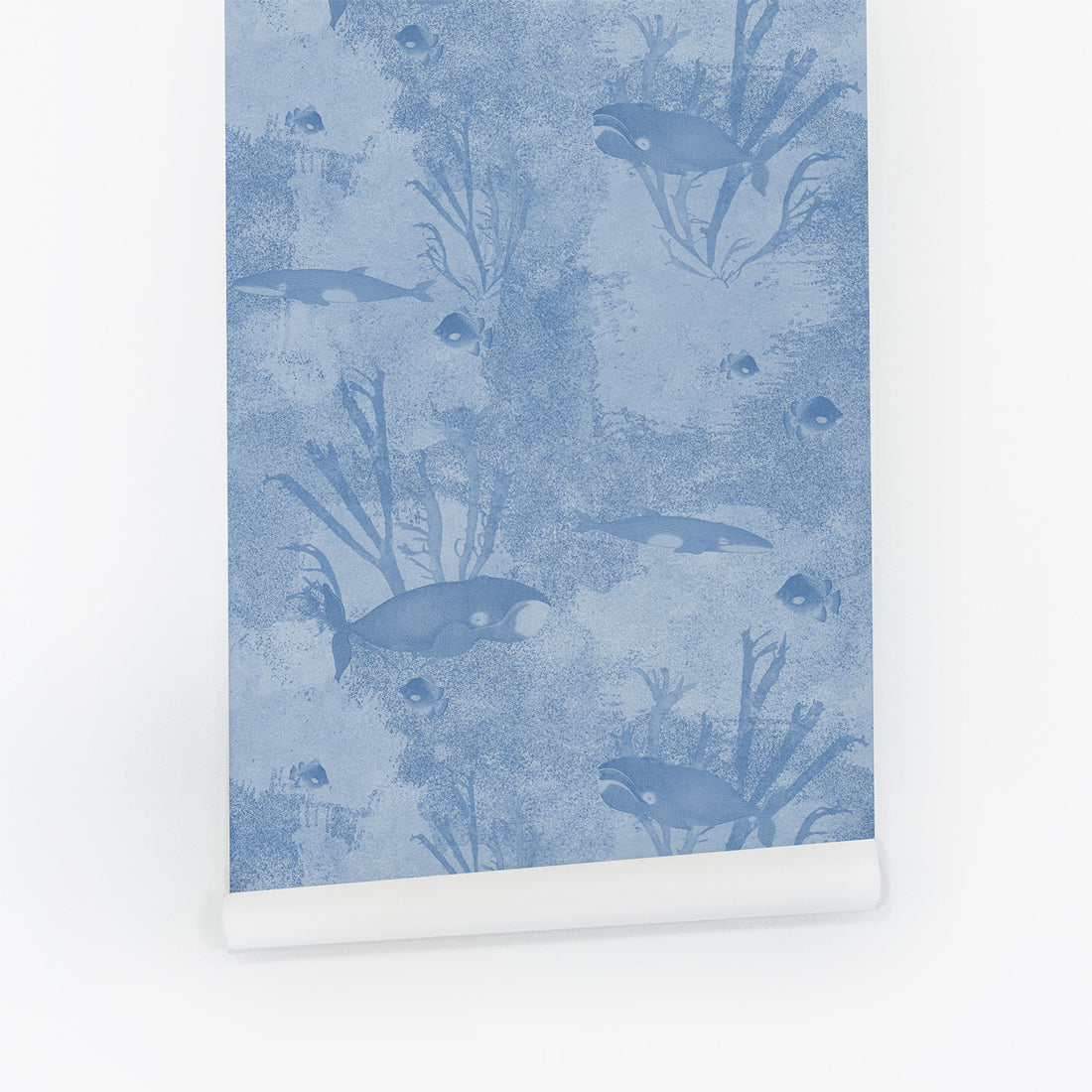 Blue Underwater Whale Design Wallpaper