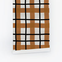 Bold Plaid Design Silk Wallpaper