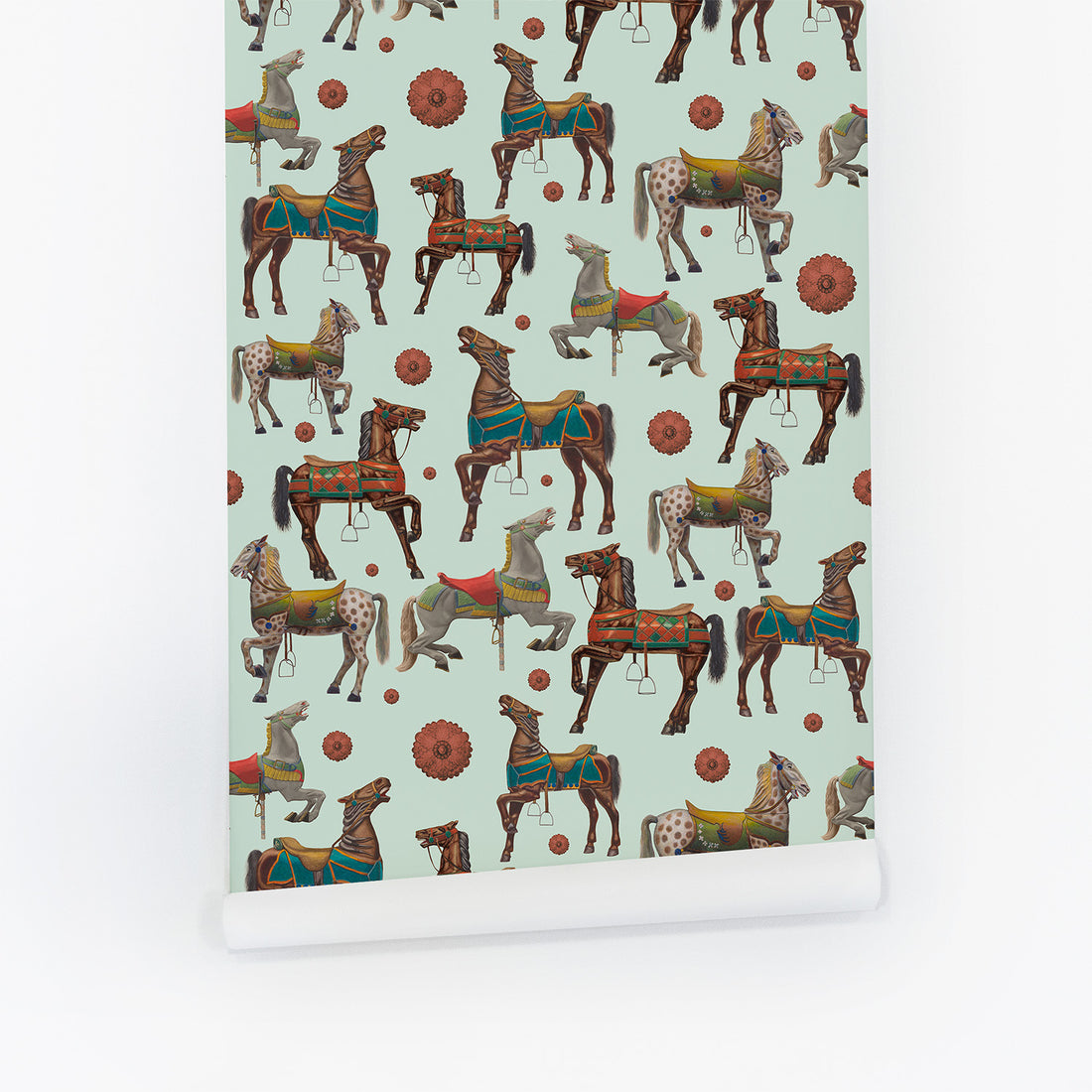 Bold Circus Theme Horses Wallpaper