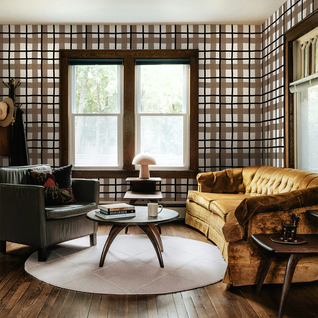 Brown Bold Plaid Design Wallpaper