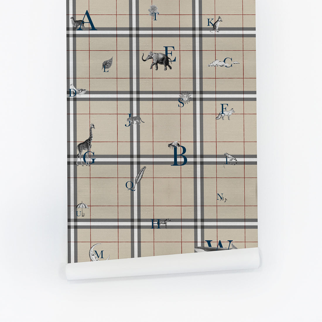 Alphabet Plaid Design Silk Wallpaper