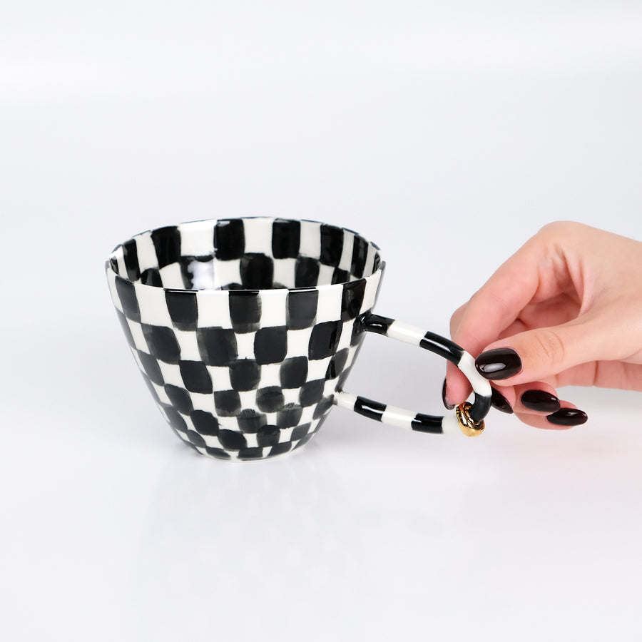 Handmade Porcelain Cup "Checkers"