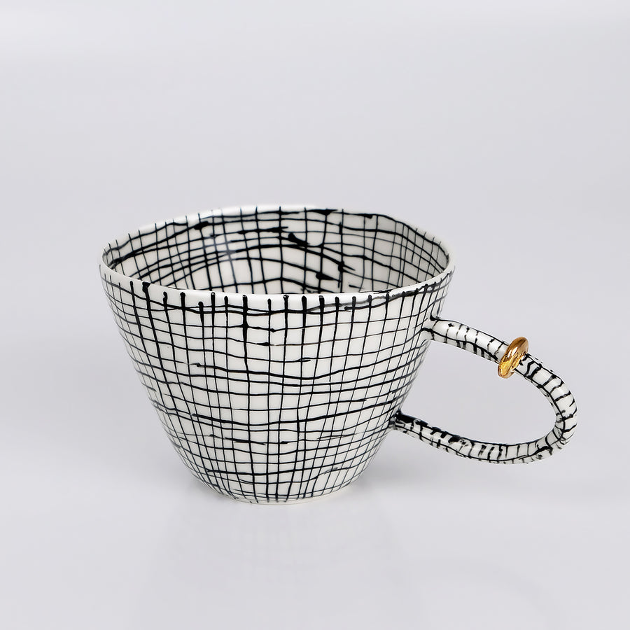 Handmade Porcelain Cup "Tiny Checkers"