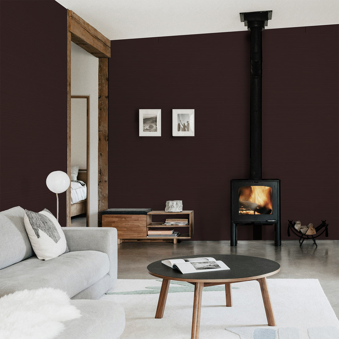 Chestnut Brown Grasscloth Wallpaper