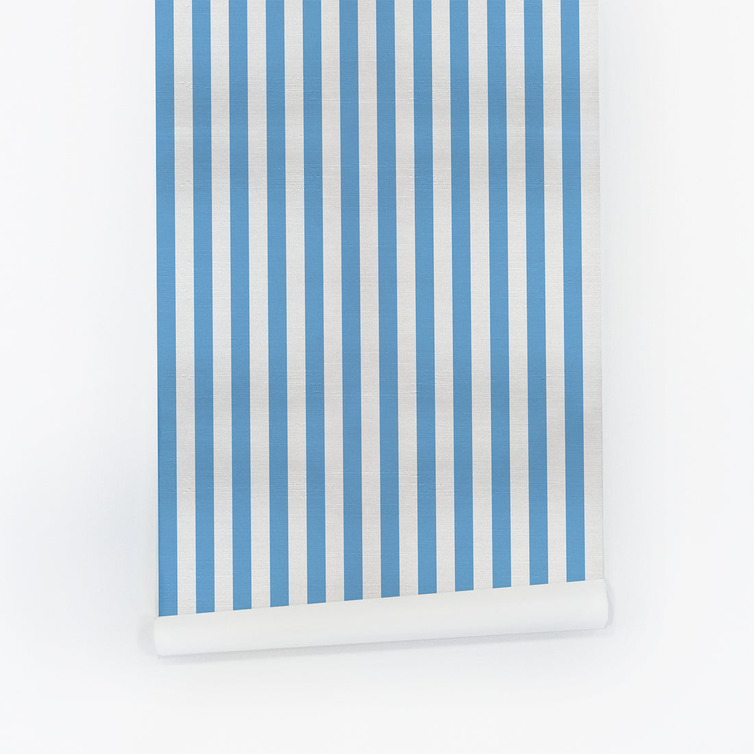 Classic Pearl Blue Stripes Silk Wallpaper