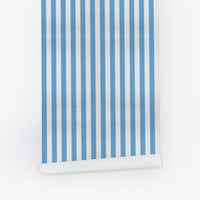 Classic Pearl Blue Stripes Silk Wallpaper